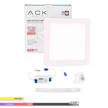 ACK AP04-01800 18 Watt Sıva Üstü Kare LED Panel - OSRAM LED - Gün Işığı (3000K)