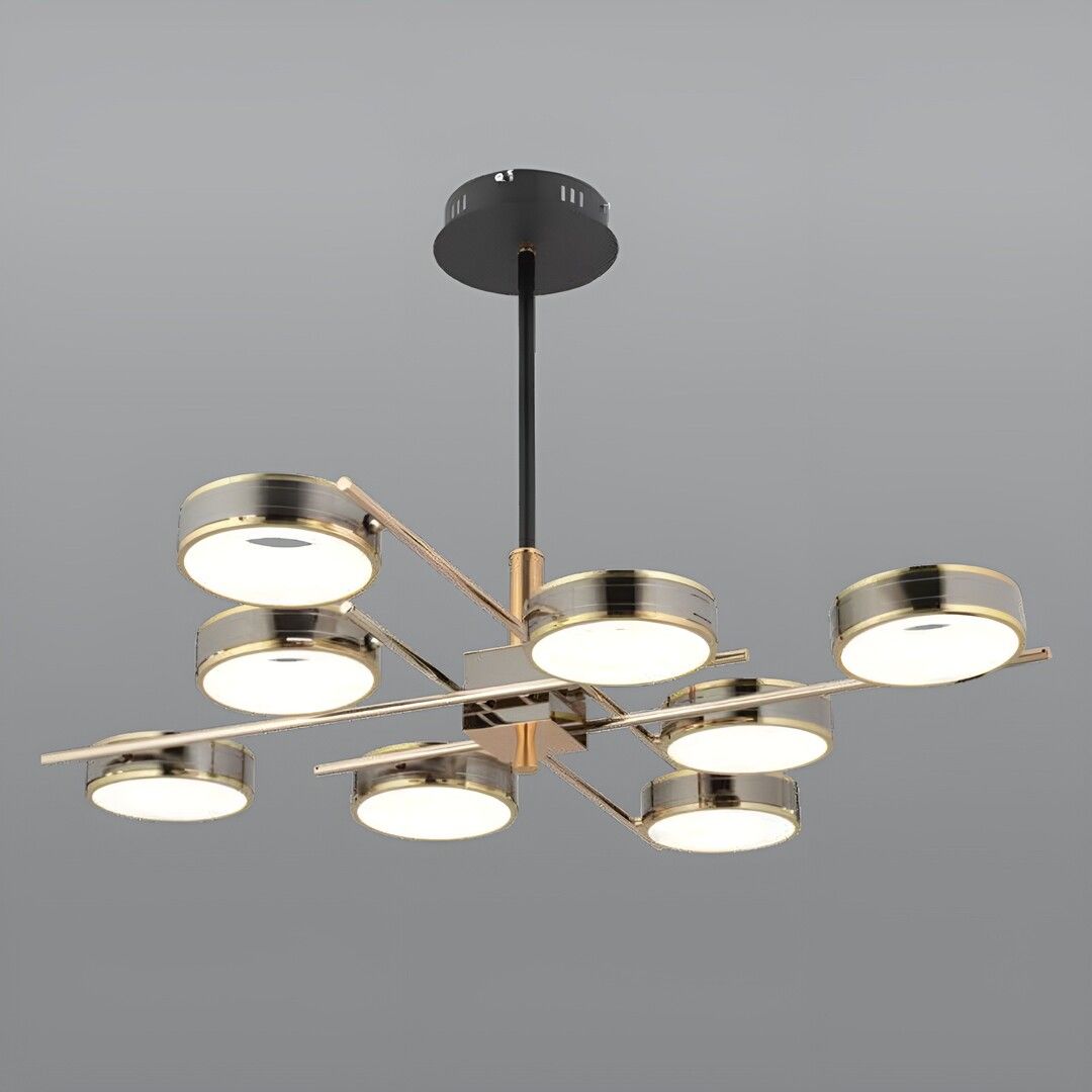 CL-712-8 112 Watt Sekizli Gold-Platin Modern LED Avize - 3 Işık Renkli (Beyaz + Ilık Beyaz + Gün Işığı)