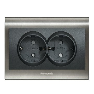 VİKO Ultima/Sistema/Optima WBTR0215-5SY Çocuk Korumalı Topraklı İkili Priz [Siyah]