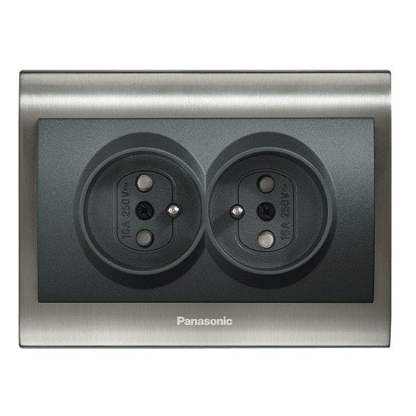 VİKO Ultima/Sistema/Optima WBTR0216-5DG Çocuk Korumalı Topraklı İkili UPS Priz [Koyu Gri]