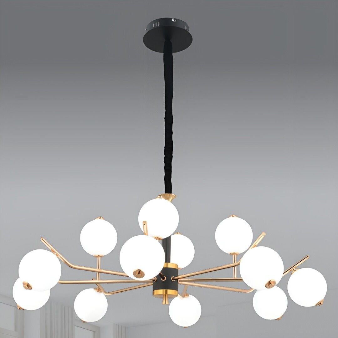 CL-709-12 192 Watt Onikili Gold-Siyah Modern LED Avize - 3 Işık Renkli (Beyaz + Ilık Beyaz + Gün Işığı)