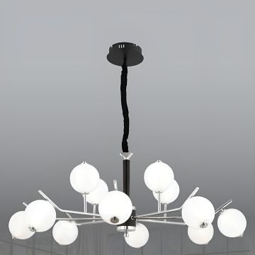 CL-709-12 192 Watt Onikili Krom-Siyah Modern LED Avize - 3 Işık Renkli (Beyaz + Ilık Beyaz + Gün Işığı)