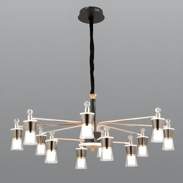 CL-710-12 192 Watt Onikili Gold-Platin Modern LED Avize - 3 Işık Renkli (Beyaz + Ilık Beyaz + Gün Işığı)