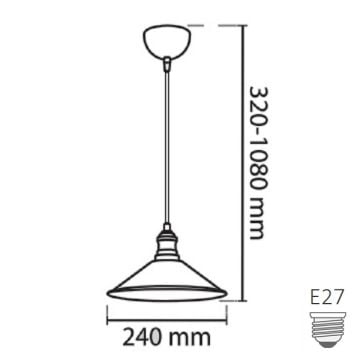 CreaLight YL-250-S Siyah-Eskitme Retro Avize