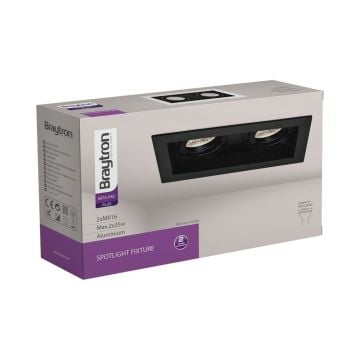 Braytron SBH03-05031 Siyah Sıva Altı İkili Spot Kasası (Metal)
