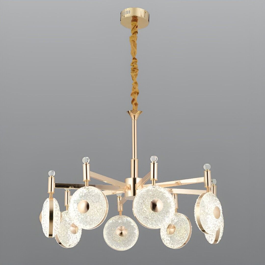 CL-734-8 144 Watt Gold Sekizli Modern LED Avize - 3 Işık Renkli (Beyaz + Ilık Beyaz + Gün Işığı)