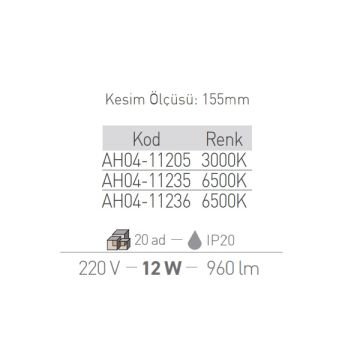 ACK AH04-11235 9 Watt Gold Dekoratif LED Panel - Beyaz Işık (6500K)