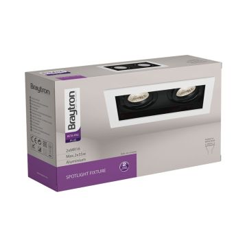 Braytron SBH03-05030 Sıva Altı Siyah-Beyaz İkili Spot Kasası (Metal)