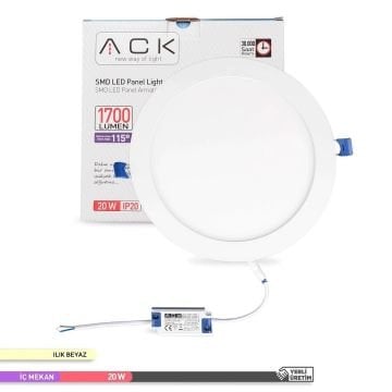 ACK AP01-02010 20 Watt Sıva Altı Yuvarlak LED Panel - OSRAM LED - Beyaz Işık (6500K)