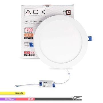 ACK AP01-02000 20 Watt Sıva Altı Yuvarlak LED Panel - OSRAM LED - Gün Işığı (3000K)