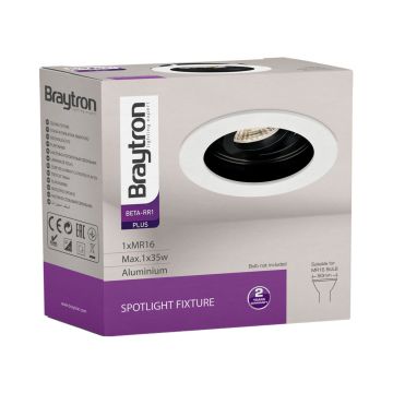 Braytron SBH03-05010 Sıva Altı Siyah-Beyaz Yuvarlak Spot Kasası (Metal)