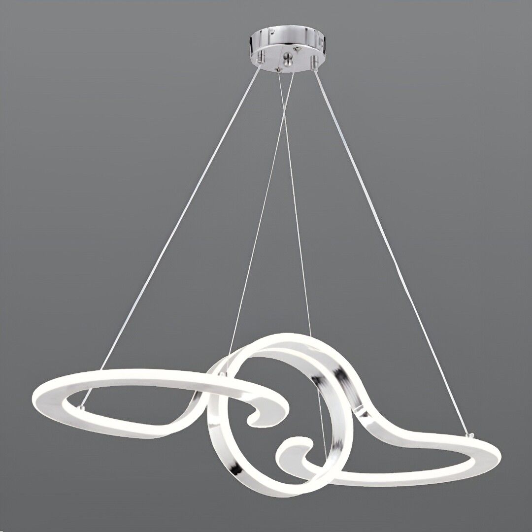 CL-731 230 Watt Krom Modern LED Avize - 3 Işık Renkli (Beyaz + Ilık Beyaz + Gün Işığı)