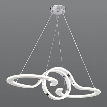 CL-731 230 Watt Krom Modern LED Avize - 3 Işık Renkli (Beyaz + Ilık Beyaz + Gün Işığı)