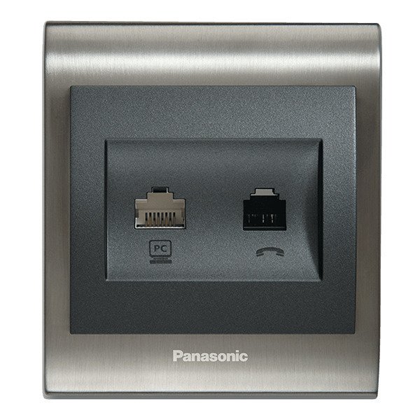 VİKO Ultima/Sistema/Optima Telefon-Nümeris-Data Prizleri WBTR0412-5BL Data-Nümeris-Telefon Prizi (RJ45 CAT6 - RJ11) [Siyah]