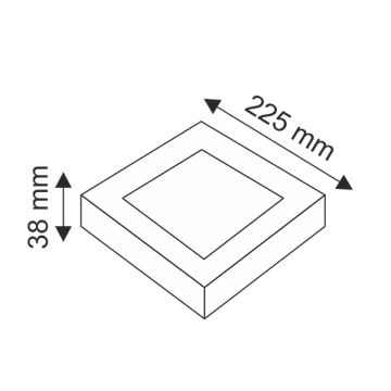 HELIOS HS 1040 18 Watt Siyah Kasa Sıva Üstü Kare LED Panel