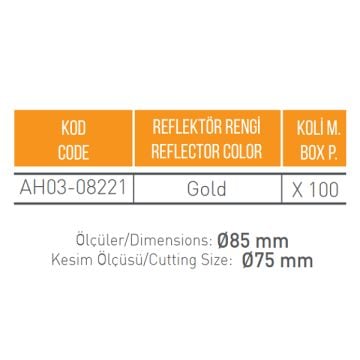 ACK AH03-08021 Siyah-Gold Sıva Altı Kare Spot Kasası - Metal