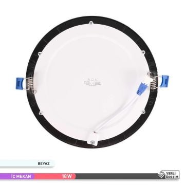 ACK AP01-01831 18 Watt Sıva Altı Siyah Kasa Yuvarlak LED Panel - OSRAM LED - Beyaz Işık (6500K)
