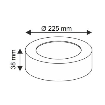 HELIOS HS 1038 18 Watt Siyah Kasa Sıva Üstü Yuvarlak LED Panel