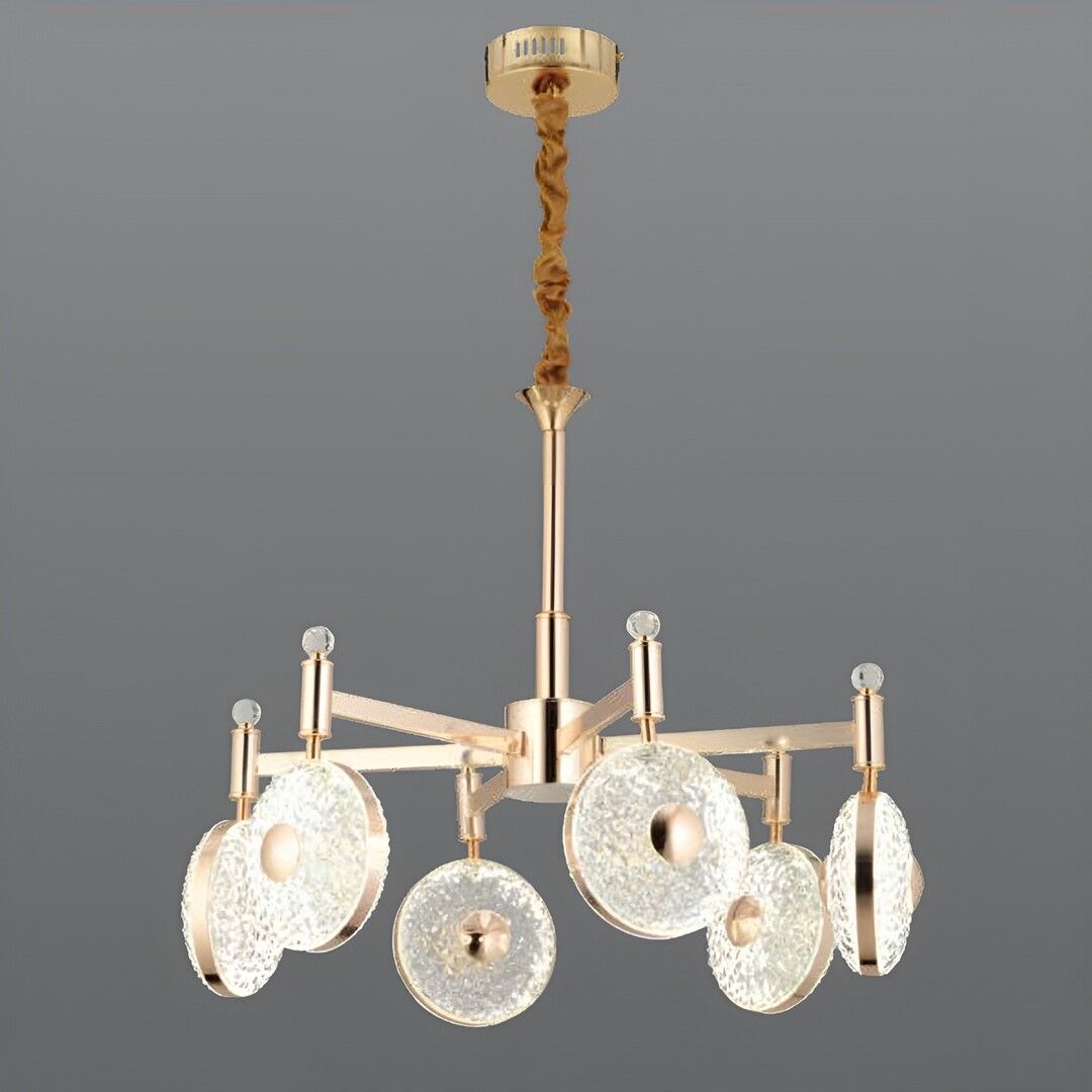 CL-734-6 108 Watt Altılı Gold Modern LED Avize - 3 Işık Renkli (Beyaz + Ilık Beyaz + Gün Işığı)