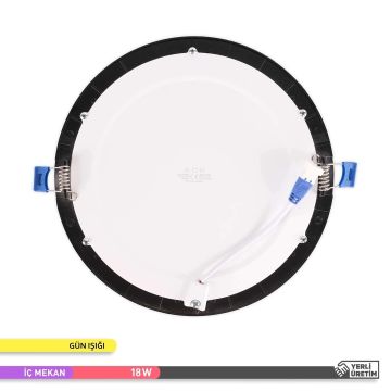 ACK AP01-01801 18 Watt Sıva Altı Siyah Kasa Yuvarlak LED Panel - OSRAM LED - Ilık Beyaz (4000K)