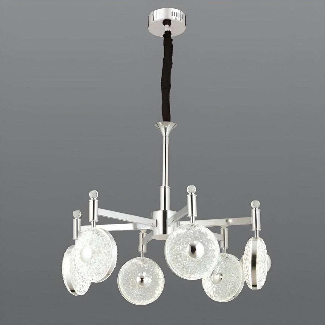 CL-734-6 108 Watt Altılı Krom Modern LED Avize - 3 Işık Renkli (Beyaz + Ilık Beyaz + Gün Işığı)