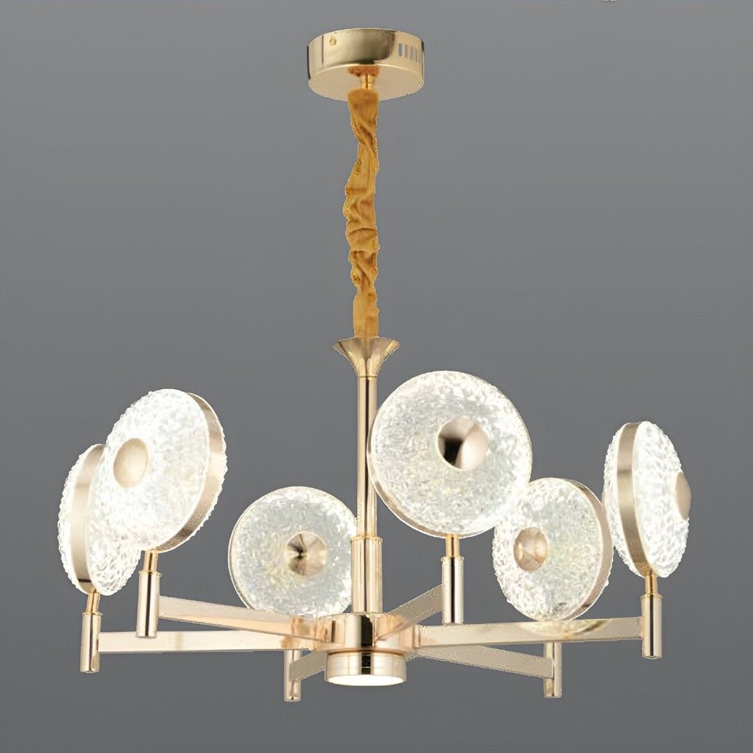 CL-735-6 108 Watt Altılı Gold Modern LED Avize - 3 Işık Renkli (Beyaz + Ilık Beyaz + Gün Işığı)