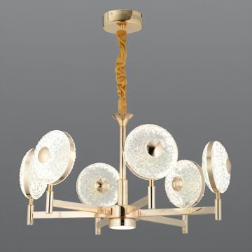 CL-735-6 108 Watt Altılı Gold Modern LED Avize - 3 Işık Renkli (Beyaz + Ilık Beyaz + Gün Işığı)