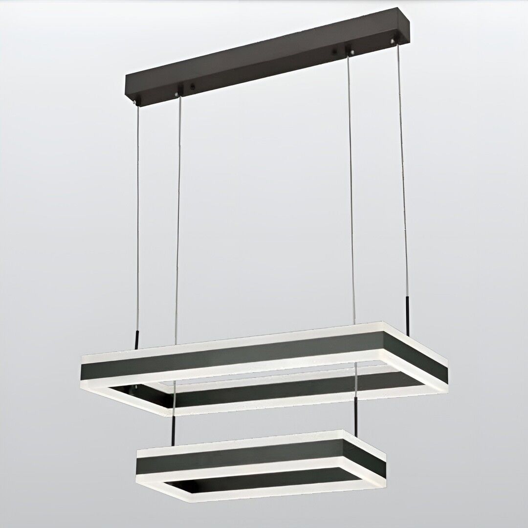 CL-743-2 240 Watt İkili Antrasit Modern LED Avize - 3 Işık Renkli (Beyaz + Ilık Beyaz + Gün Işığı)