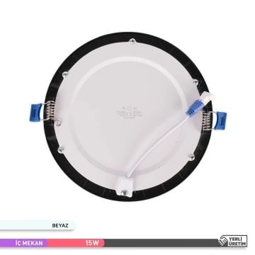 ACK AP01-01531 15 Watt Sıva Altı Siyah Kasa Yuvarlak LED Panel - OSRAM LED - Beyaz Işık (6500K)
