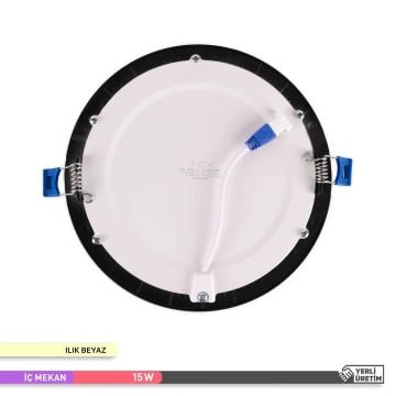 ACK AP01-01511 15 Watt Sıva Altı Siyah Kasa Yuvarlak LED Panel - OSRAM LED - Gün Işığı (3000K)