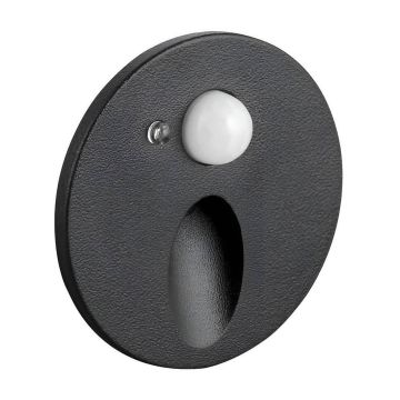 JUPITER LW380 S 1 Watt Siyah Sıva Altı Sensörlü Yuvarlak Dış Mekan LED Merdiven Armatürü - Gün Işığı (3000K)