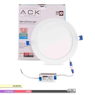 ACK AP01-01810 18 Watt Sıva Altı Yuvarlak LED Panel - OSRAM LED - Beyaz Işık (6500K)