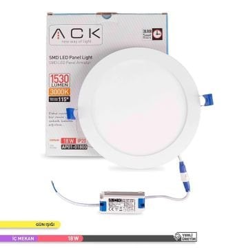 ACK AP01-01800 18 Watt Sıva Altı Yuvarlak LED Panel - OSRAM LED - Gün Işığı (3000K)