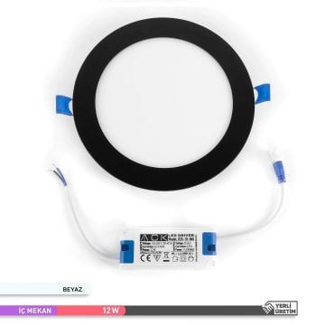 ACK AP01-01231 12 Watt Sıva Altı Siyah Kasa Yuvarlak LED Panel - OSRAM LED - Beyaz Işık (6500K)