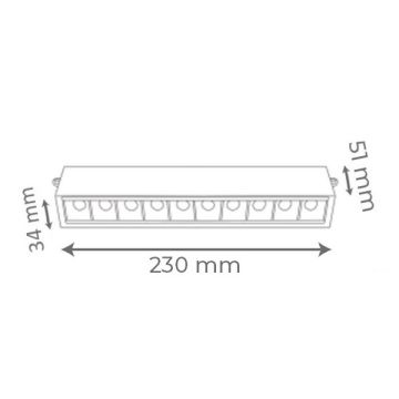 goldX ZE081 Siyah/Beyaz Kasa 16 Watt 27 cm Sıva Üstü Lensli Lineer Armatür (SAMSUNG LED & EAGLERISE Driver)