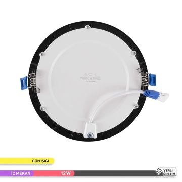 ACK AP01-01201 12 Watt Sıva Altı Siyah Kasa Yuvarlak LED Panel - OSRAM LED - Ilık Beyaz (4000K)