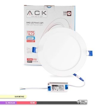 ACK AP01-01510 15 Watt Sıva Altı Yuvarlak LED Panel - OSRAM LED - Beyaz Işık (6500K)