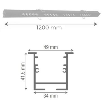 goldX ZE2003 Siyah/Beyaz Kasa 25 Watt 120 cm Sıva Altı Lensli Lineer Armatür (SAMSUNG LED & EAGLERISE Driver)
