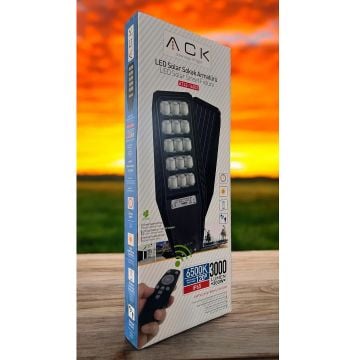 ACK AT42-16031 300 Watt Hareket Senörlü Solar Sokak Armatürü - Beyaz Işık (6500K)