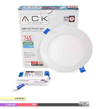 ACK AP01-00910 9 Watt Sıva Altı Yuvarlak LED Panel - OSRAM LED - Ilık Beyaz (4000K)