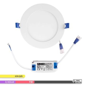 ACK AP01-00900 9 Watt Sıva Altı Yuvarlak LED Panel - OSRAM LED - Gün Işığı (3000K)