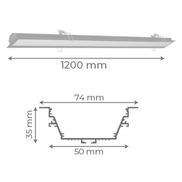 goldX ZE2044 Siyah/Beyaz Kasa 36 Watt 120 cm Sıva Altı Lineer Armatür (SAMSUNG LED & EAGLERISE Driver)
