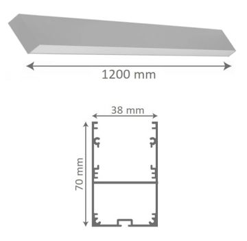 goldX ZE2047 Siyah/Beyaz Kasa 36 Watt 120 cm Sıva Üstü Lineer Armatür (38x70 mm Profil)