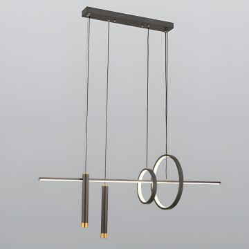 CL-713 104 Watt 100 cm Antrasit Masa Üstü Modern LED Avize - 3 Işık Renkli (Beyaz + Ilık Beyaz + Gün Işığı)