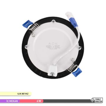 ACK AP01-00611 6 Watt Sıva Altı Siyah Kasa Yuvarlak LED Panel - OSRAM LED - Gün Işığı (3000K)
