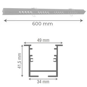 goldX ZE2003 Siyah/Beyaz Kasa 15 Watt 60 cm Sıva Altı Lensli Lineer Armatür (SAMSUNG LED & EAGLERISE Driver)