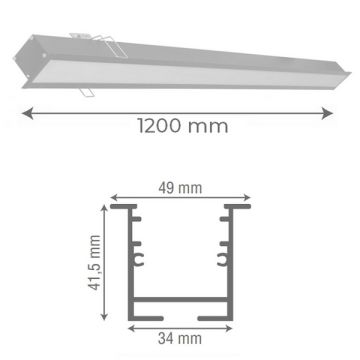 goldX ZE2006 Siyah/Beyaz Kasa 36 Watt 120 cm Sıva Altı Lineer Armatür (SAMSUNG LED & EAGLERISE Driver)