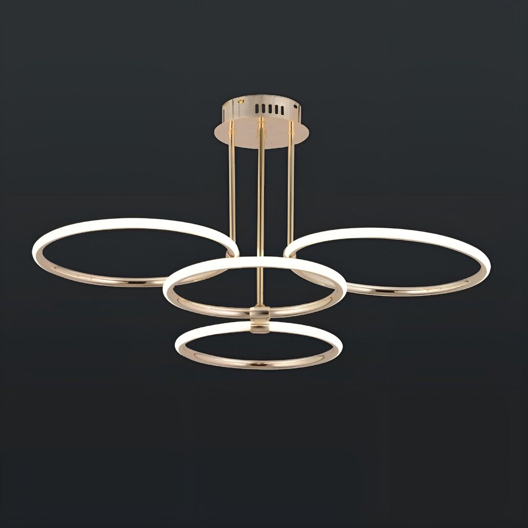 CL-729-3 94 Watt Dörtlü Gold Modern LED Avize - 3 Işık Renkli (Beyaz + Ilık Beyaz + Gün Işığı)