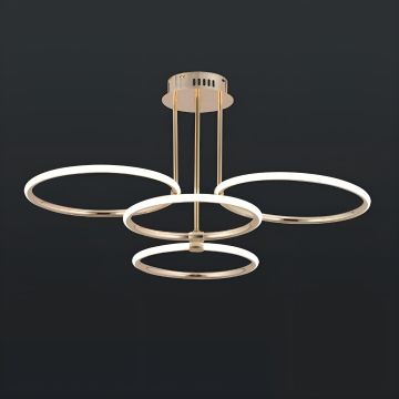 CL-729-3 94 Watt Dörtlü Gold Modern LED Avize - 3 Işık Renkli (Beyaz + Ilık Beyaz + Gün Işığı)