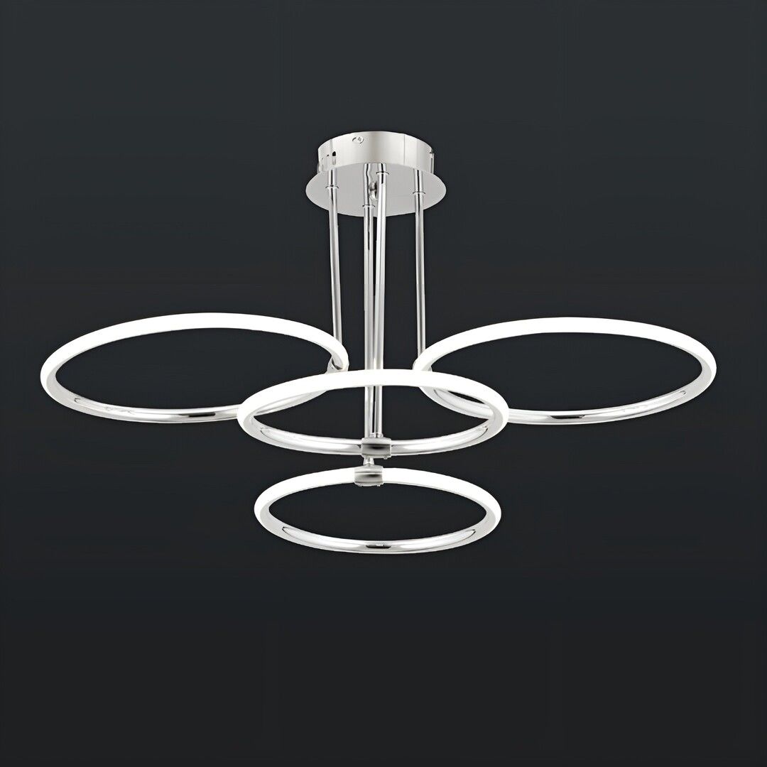 CL-729-4 130 Watt Dörtlü Krom Modern LED Avize - 3 Işık Renkli (Beyaz + Ilık Beyaz + Gün Işığı)